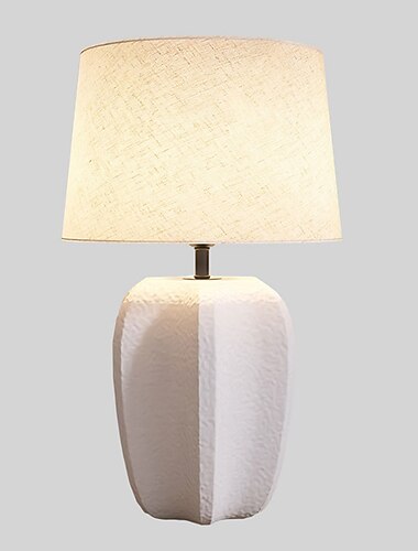 sänglampa bordslampa, modern retro keramik hög bordslampa 1 st med beige tyg trumma skärm Nattduksbordslampa för sängen sovrum vardagsrum barnrum college hem 85-265v