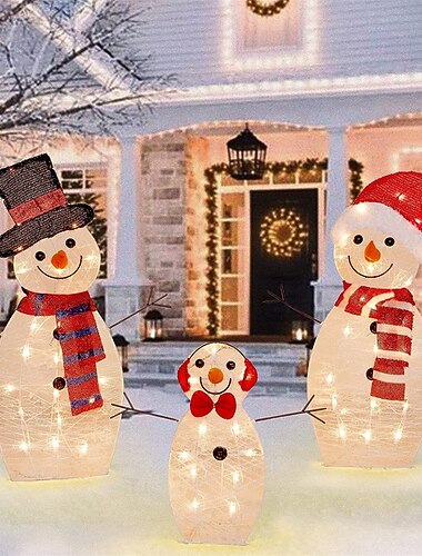 Świecący bałwanek na Boże Narodzenie dekoracja ogrodowa 60 LED oświetlony bałwanek na Boże Narodzenie dekoracje do wnętrz i na zewnątrz na świąteczne wyświetlenie ogrodu