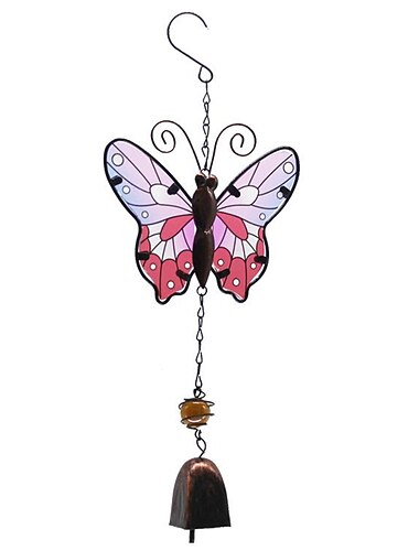 1ks motýlí zvonkohra vnitřní venkovní kovová skleněná hudební zvonkohra, mobilní romantická zvonkohra na zahradu, terasu, dvorek, dvorek nebo festivalovou výzdobu / nejlepší dárky pro maminky a ženy