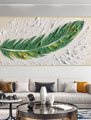 stort veggkunstmaleri håndlaget fjæroljemaleri håndmalt tungt teksturmaleri abstrakt kunstverk til stue hjemmedekorasjon innredning rullet lerret