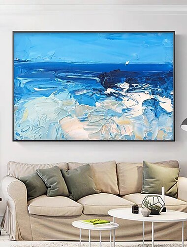 Hang malte oljemaleri Håndmalte Lodrett Abstrakt Landskap Moderne Valset lerret (uten ramme)