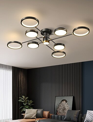 moderne led kroonluchter verlichting lamp 8 hoofd 115cm dimbaar zwart frame aluminium indoor armatuur licht voor woonkamer slaapkamer 110-240v