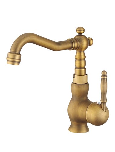 robinet de salle de bain monocommande, mitigeur évier robinets de lavabo avec tuyau froid et chaud laiton vintage
