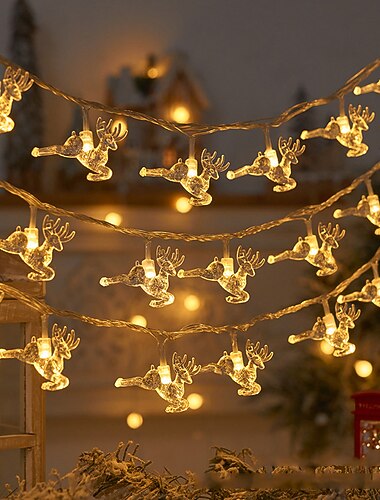 Luces de hadas de copos de nieve reno LED navideñas 6m 3m 1.5m luces de estrella para árbol de Navidad decoración de hogar y jardín para fiesta de Año Nuevo