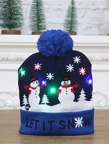 Jule børn voksen dekor hat LED julehat lys jule strikkede beanies unisex ferie lysende sweaters julegaver nytårs fest ornamenter