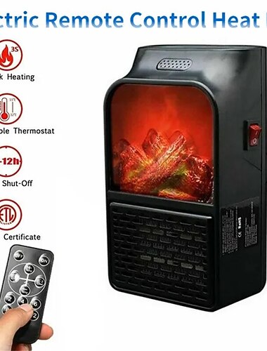 Mini Electric Fan Heater Portable Plug-in Wall Ceramic Heater Air Heating Winter Room Warmer Thermostat Remote Control 400W PTC