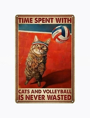 1pc rétro métal étain signe chat vin étain signe vintage cuisine signes décoration murale, peinture tenture murale pour la décoration murale art métal étain signe 20x30cm/8''x12''