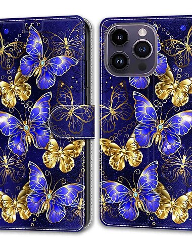 téléphone Coque Pour iPhone 16 15 14 Pro Max Plus 13 12 Pro Max Mini Étui Portefeuille Coque à Rabat avec Support Protection complète du corps Emplacement Carte Fleur Fleur Floral TPU faux cuir