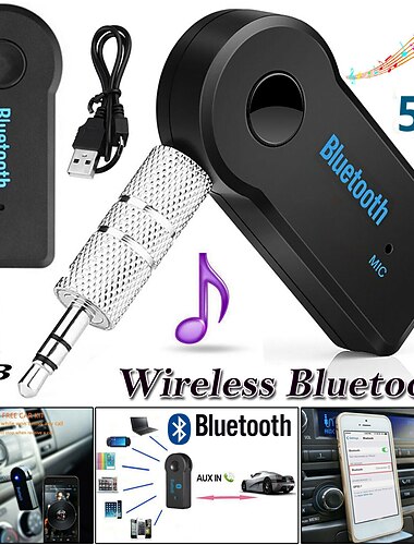 bluetooth inalámbrico 3.5mm aux audio estéreo música hogar coche receptor adaptador micrófono bluetooth receptor 3.5mm inalámbrico coche bluetooth adaptador aux coche audio receptor convertidor,