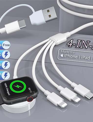 4-in-2 Apple Watch Charger Cable for Apple Watch/iPhone/Airpods Watch Magnetic Charging Cable with iWatch Series SE/8/7/6/5/4/3/2