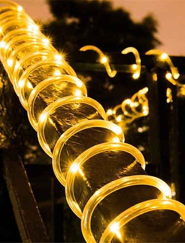 2/1 pièces corde bande lumière solaire led étanche tube fée lumière cordes extérieur jardin noël pelouse arbre cour clôture chemin décor