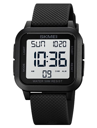 Montre de sport numérique pour homme, modèle militaire étanche, à grand cadran carré, avec alarme, calendrier, rétroéclairage et bracelet en silicone texturé vert armée. Idéale pour un style décontracté. Convient aux hommes et aux garçons.
