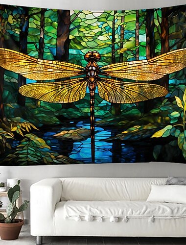 Witraż ważka wiszące gobelin wall art duży gobelin dekoracja ścienna zdjęcie tło koc kurtyna strona główna sypialnia salon dekoracja