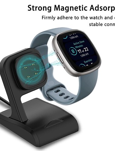 opladerdock til fitbit sense/sense 2/versa 4/versa 3, uskiim anti-slip opladningsdockingstation baseholder med 3,3 fods usb-ledningserstatning til fitbit sense-oplader