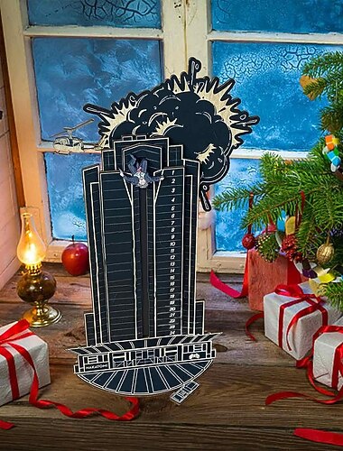 تقويم المجيء لعيد الميلاد 'داي هارد' 2025 | تقويم هانس جرابر | تقويم المجيء الخشبي | تقاويم العد التنازلي لعيد الميلاد | هدايا مضحكة فريدة من نوعها لتقويم المكاتب