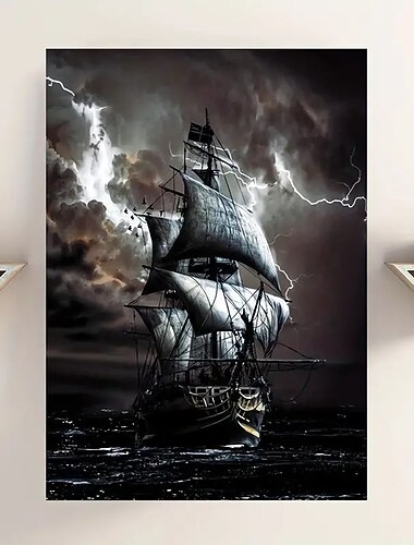 אמנות קיר נוף קנבס סירת מפרש שחורה הדפסים ופוסטרים תמונות ציור בד דקורטיבי לתמונות סלון ללא מסגרת