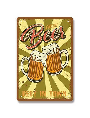 1 peça de metal retrô sinal de lata de cerveja sinal de lata de bar vintage decoração de parede, pintura pendurada na parede para decoração de casa arte de parede sinal de lata de metal 20x30cm/8''x12''