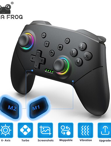 Controler Wireless pentru Consola Nintendo Switch OLED Pro Gamepad cu Baterie Reîncărcabilă de 600Mah Funcție Turbo Programabilă Cadou de Ziua Îndrăgostiților
