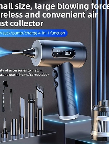 120000pa højeffekt trådløs håndholdt bilstøvsuger med digitalt display og led-belysning - perfekt til rengøring af tastatur-computeretuiet og skrivebordet