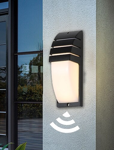 חיישן תנועה פמוט קיר חיצוני אקריליק אלומיניום עמיד למים ip65 תאורת גוף קיר אלומיניום led פמוט חיצוני למרפסת פטיו חיצונית מקורה 110-240v