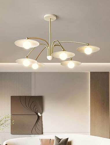 modern led ljuskrona belysning lampa 6/8 huvud 3 färg vit metall glas inomhus armatur ljus för vardagsrum sovrum 110-240v