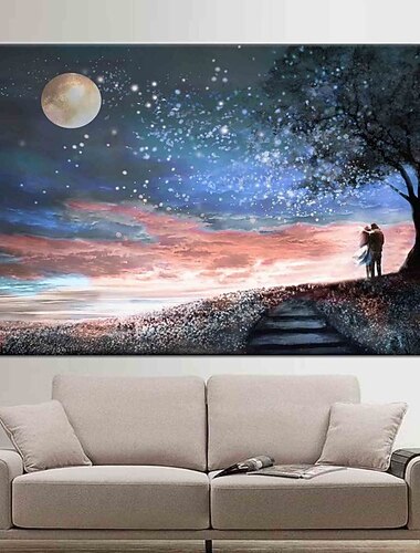 maisemakuvat julisteet/kuva mustavalkoinen kuu seinä taide seinäkiinnitys lahja kodin sisustus rullattu kangas ei kehystä kehystämätön venyttämätön monikokoinen