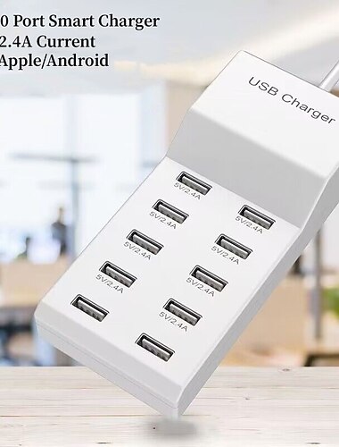 50w φορτιστής πολλαπλών θυρών usb10 θύρα 10a γρήγορης φόρτισης κινητού τηλεφώνου tablet έξυπνο βύσμα διανομής 5v2.4a