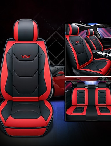 5 Sæders Fuldt Sæt Luksus Universel 5D PU Læder Forreste Bilsædetræk Vandtæt Åndbar Sædebeskytter Måtte