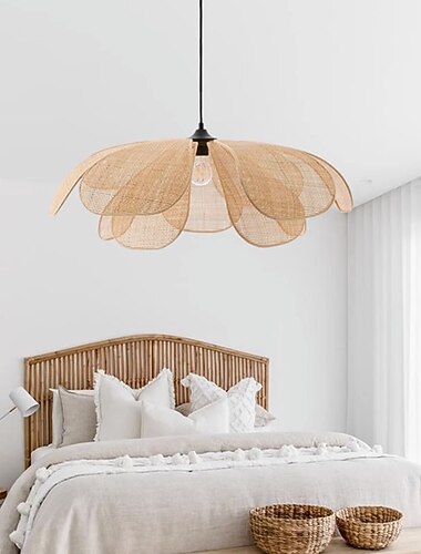 tradisjonell bambus pendellampe kreativ håndlaget pendellampe 60cm retro bambus opphengslampe vevd hengende lampe flettet lampeskjerm hengende lysarmatur til spisebord,restaurant 110-240v