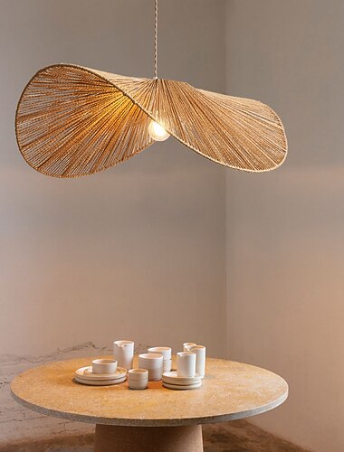 traditionele bamboe hanglamp creatieve handgemaakte hanglamp 50cm retro bamboe hanglamp geweven hanglamp rieten lampenkap hanglamp voor eettafel, restaurant 110-240v