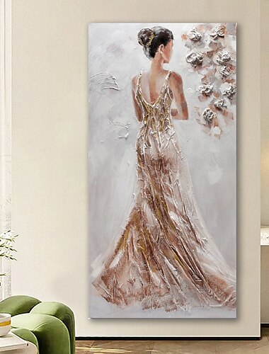  ציור שמן בעבודת יד מצוירת בעבודת יד אמנות קיר אבסטרקטית אנשים בד ציור קישוט הבית תפאורה מתוח מסגרת מוכנה לתליה