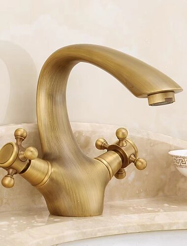 fürdőszobai mosogató csaptelep, sárgaréz mosdócsapok, kettős fogantyú hideg-meleg tömlővel