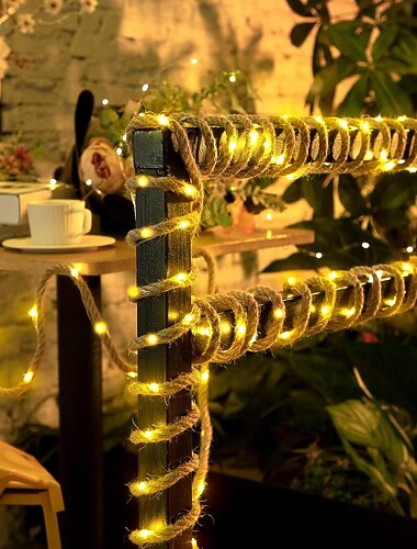 2m 5 m 7m Fényfüzérek 40/100/200 LED EL 1db Meleg fehér Rézhuzalos lámpák Kreatív fényfüzér Szabadság Esküvő Terasz Solarno napajanje