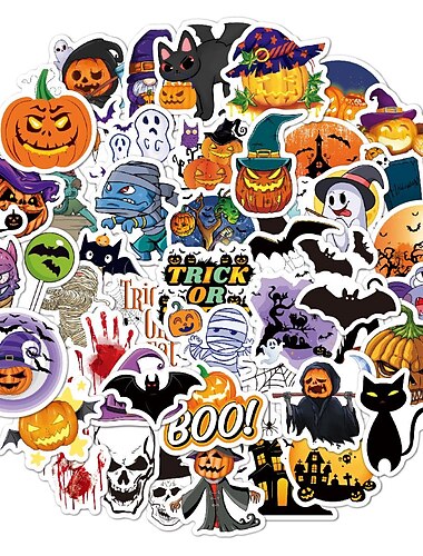 50 Stück Halloween-Aufkleber, Vinyl, wasserfest, süße Aufkleberpackung, Basteln, Scrapbook, Wasserflasche, Laptop, Skateboard, Dekoration, lustige Cartoon-Kürbis-Aufkleber für Kinder, Teenager, Erwachsene