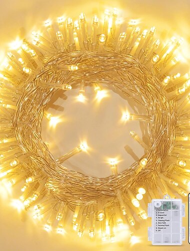 stringa di luce impermeabile di halloween natale scatola batteria 8 funzioni telecomando cortile interno ed esterno giardino decorazione di nozze luce 4m-30led/6.5m-50led/10m-100led