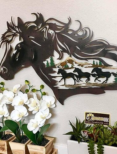 1 stk hest metall veggkunst utendørs dekor rustfri veggskulptur ideell for hage, hjem, gårdshus, uteplass og soverom