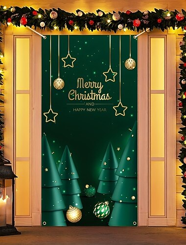 Weihnachtstürdekorationen Dekorationen Türabdeckungen Türteppich Türvorhang Dekoration Weihnachtshintergrund Türbanner für Haustür Feiertagspartydekorzubehör