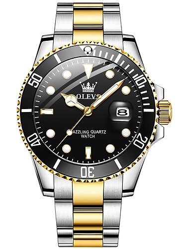 Reloj de Cuarzo OLEVS para Hombre Reloj de Pulsera Minimalista de Moda Casual Luminiscente Calendario Impermeable Decoración Reloj de Acero