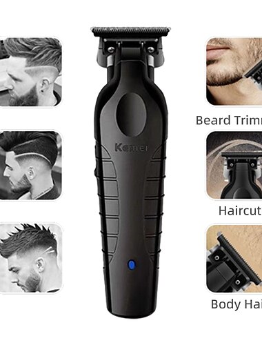 KEMEI Svart Hårklipper Menn Trådløse Klippere Hårklipp Profesjonelle Barber Klippere USB Oppladbar Trådløs Hår Valentinsdagsgave