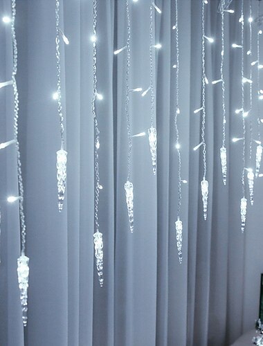 Luz navideña cortina LED carámbano luces de cadena de hadas 3,5 m 96led luz de Navidad flexible para jardín fiesta en el jardín decoración del patio iluminación colorida enchufe UE EE. UU. Reino Unido