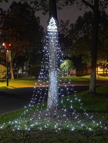 LED lampki choinkowe dekoracja wodospadu z lampkami z górnym światłem 350 LED 8 trybów wewnętrzne i zewnętrzne lampki solarne do ogrodu na imprezy do domu na święta