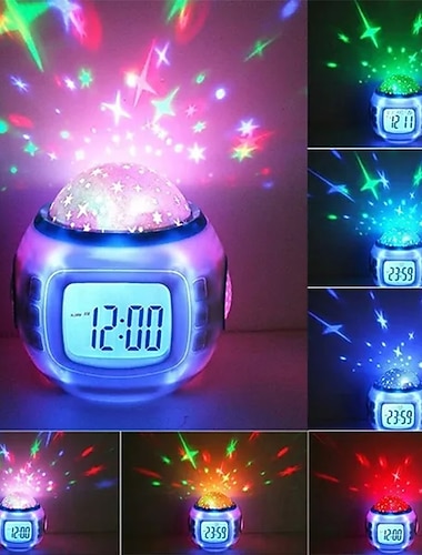Proiettore di Stelle Caricato a LED Musica Orologio Alarm Multifunzionale Calendario Dispaly Luce Notturna Regalo di San Valentino