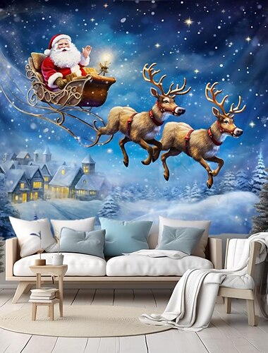 dekoracje na boże narodzenie sanki świętego mikołaja wiszące gobelin wall art boże narodzenie duży gobelin mural wystrój fotografia tło koc kurtyna strona główna sypialnia dekoracja salonu