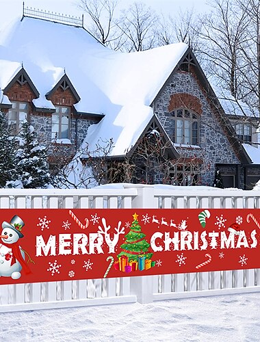 bannières de Noël atmosphère festive décoration père Noël bonhomme de neige cour drapeau de fête suspendu énorme signe fournitures de fête de vacances décoration de la maison pour extérieur intérieur