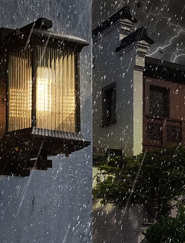 LED Wall Sconce Lighting Fixture Indoor Outdoor Lantern External Waterproof IP65 Rustproof Aluminum Glass Lantern Wall Lamp Lantern Courtyard Garden Balcony Villa Decorative Lights 110-240V