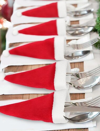 10 stuks kerst mes- en vorkhoezen wijnflesdoppen keukengereedschap accessoires 10 stuks