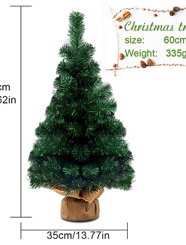 sztuczna mini choinka, miniaturowa sztuczna świąteczna sosna świąteczna z podstawą torby z tkaniny do domowego biura świąteczne przyjęcie na biurko ozdoby na blat dekoracje