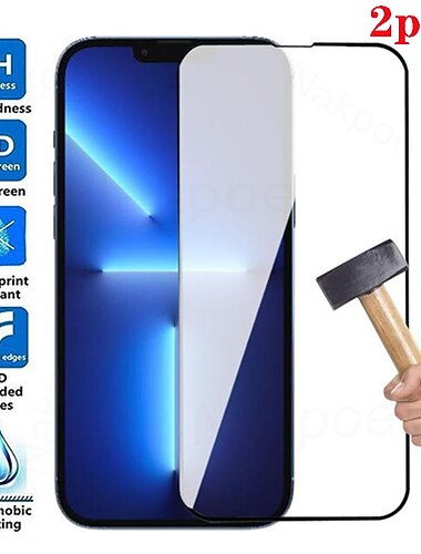 2 sts Skärmskydd Till Apple iPhone 16 iPhone 15 14 Pro Max Härdat Glas 9 H-hårdhet Anti Bubbles Anti-fingeravtryck Högupplöst (HD) 3D-touch-kompatibel