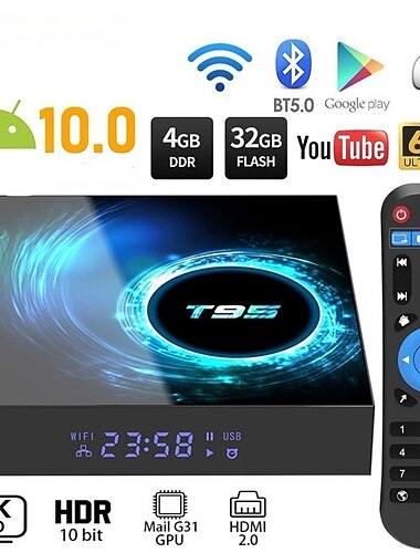 T95 Smart Tv Box Android 10 Υποστήριξη 6K 30FPS YouTube Google Play Φωνητικός Βοηθός LEMFO 2.4g  5g Wifi Bluetooth 6k 16g 32gb 64gb 4k Quad Core Συσκευή TV Media Player