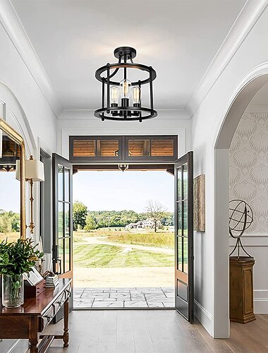 modern fekete félig süllyesztett mennyezeti lámpatest, 3 fényű hagyományos függeszték, rusztikus mennyezeti lámpa hálószobába nappali étkező előszoba konyha 110-240V